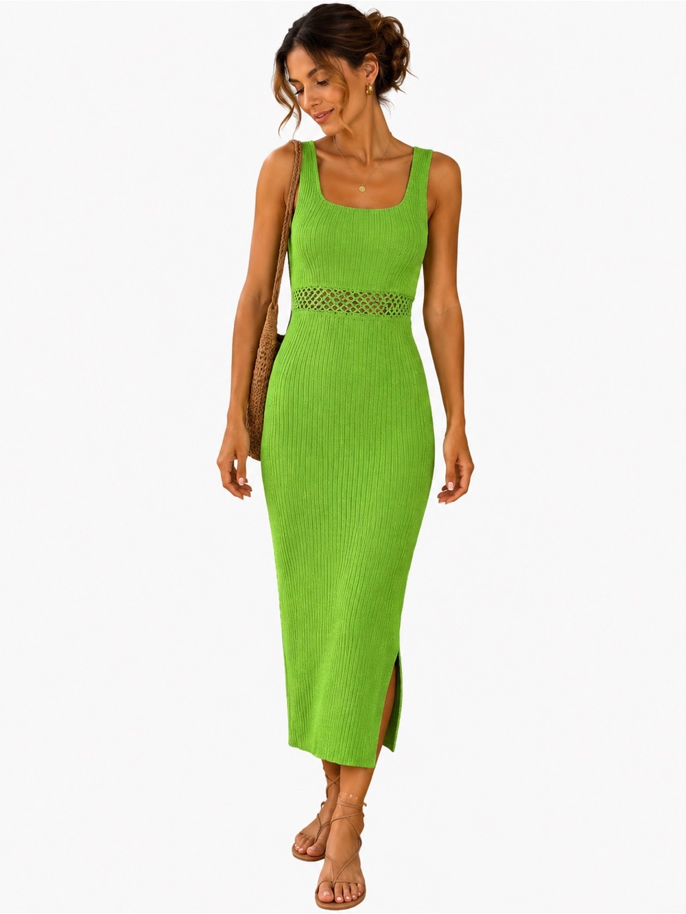 House of Harlow 1960 Green Knit Maxi Dress Size Medium. NWOT
